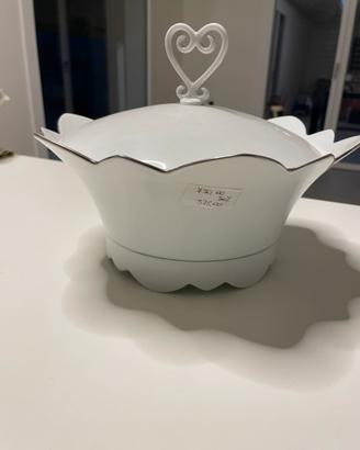 Zuppiera biscottiera Limoges Coquet platino nuova