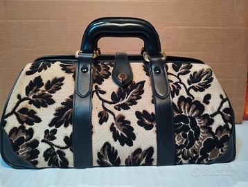 Borsa vintage Pelle Tessuto Damascato