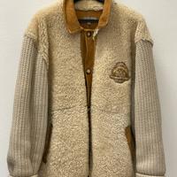 Giacca bomber montone e maniche in maglia di lana