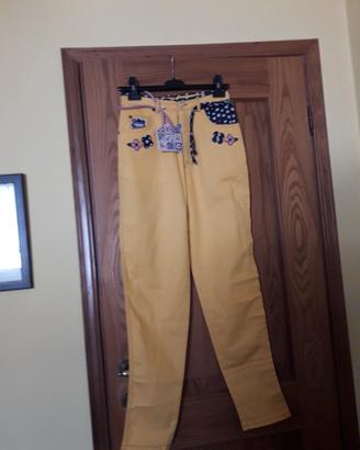 Pantaloni vintage, colore giallo, per bambina 