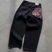 Y2K Jeans con Ricamo Pantaloni In Denim Streatwear