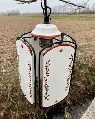 Lampadario in ceramica e ferro