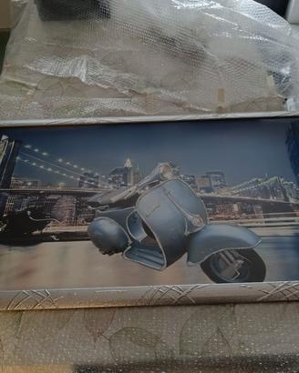 Quadro con ponte di Brooklyn e vespa
