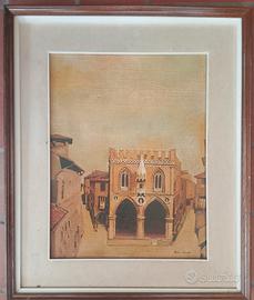 Quadro olio Palazzo della mercanzia cm 60 x 50 