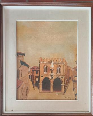 Quadro olio Palazzo della mercanzia cm 60 x 50 