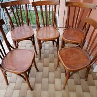 5 sedie vintage anni 50 legno western 