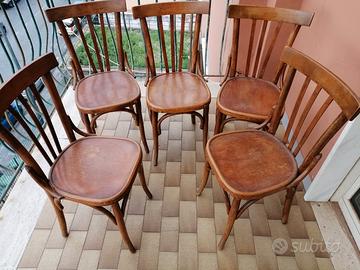 5 sedie vintage anni 50 legno western 