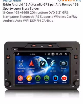 autoradio 2din per alfa 159 car play 