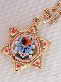 stella ciondolo collana vintage micro mosaico 