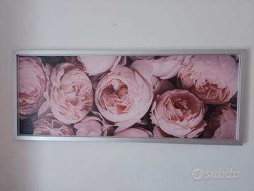 Quadro rosa fiori peonie