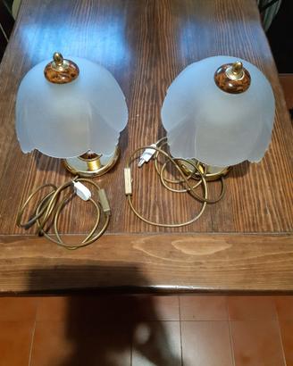 Coppia lampada abat jour con campanella in vetro