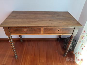 Tavolo scrittoio antico noce massello fine 800