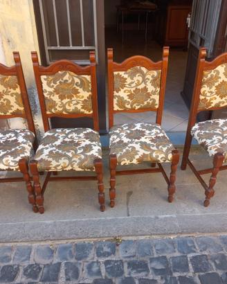 Sedie vintage in legno con tessuto decorato