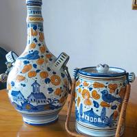 Fiasca e barattolo in ceramica Deruta decorata