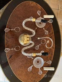 Applique vintage cristallo ed ottone due luci