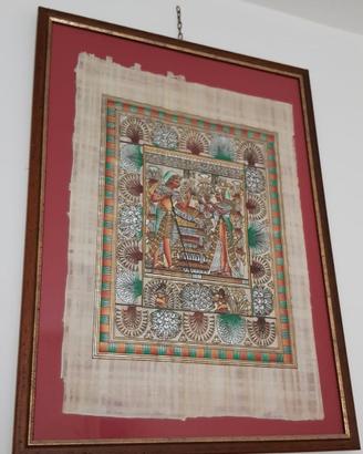 Quadro vintage tela papiro egiziano cornice e vetr