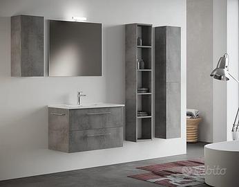 Mobile Bagno Sospeso con Lavabo, Specchio e Lampad