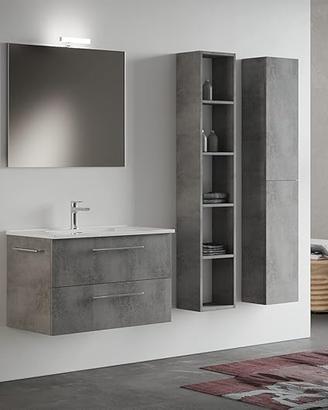 Mobile Bagno Sospeso con Lavabo, Specchio e Lampad