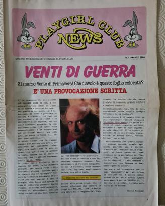 PLAYGIRL CLUB NEWS N 1 MARZO 1986 GIANNI MONDUZZI