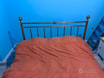 Letto matrimoniale in ottone + rete ortopedica