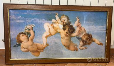 Quadro angeli stile Raffaello con cornice 110x60