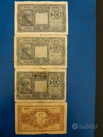 Banconote 10 + 5 Lire  Vitt. E.  + Lire Rep. It.