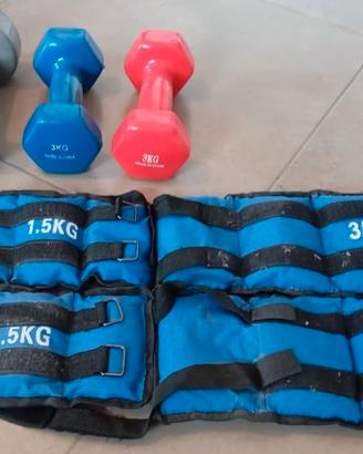 due coppie di pesi e due di cavigliere