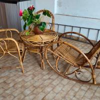 set sedie e tavolino in giunco 