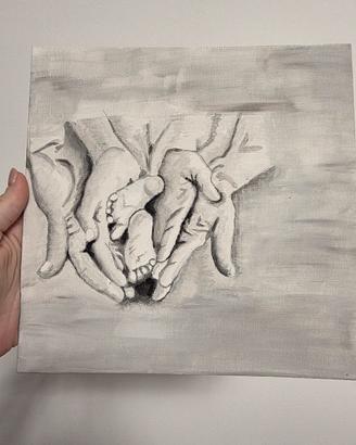 Dipinto a mano – mani e piedini, bianco e nero 