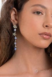 Orecchini: argento 925, ottone, tanzanite, corallo