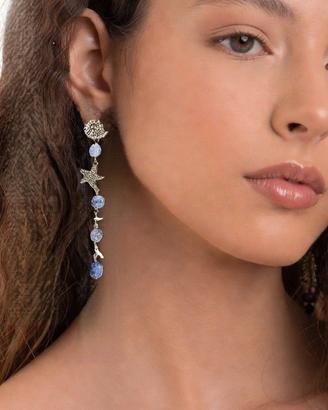 Orecchini: argento 925, ottone, tanzanite, corallo