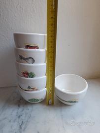 Set 6 ciotoline in ceramica bianca 