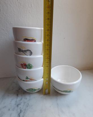 Set 6 ciotoline in ceramica bianca 