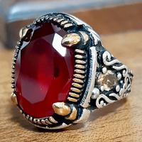 anello uomo rubino spinello argento 925 solitario