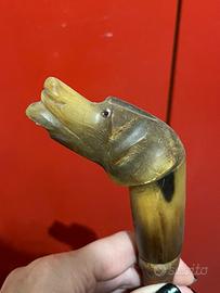 Bastone d’epoca con impugnatura testa di cane