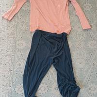 Pigiama calida 2 pezzi 100% Cotone arancione e blu