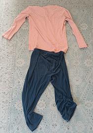 Pigiama calida 2 pezzi 100% Cotone arancione e blu