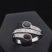ANELLO CONTRARIÉ ORO 18KT DIAMANTI ZAFFIRO  RUBINO
