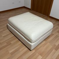 Pouf in pelle bianco/panna