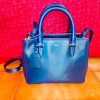 Borsa Ralph Lauren blu in pelle saffiano