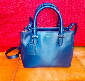 Borsa Ralph Lauren blu in pelle saffiano