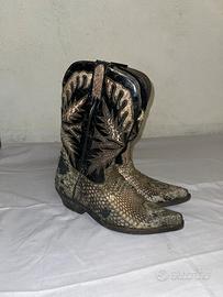 Stivali Cowboy vintage in pelle di serpente