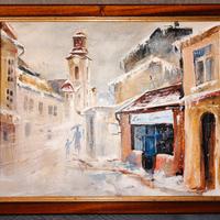 Quadro Olio su Tela Materico - Paesaggio Innevato 