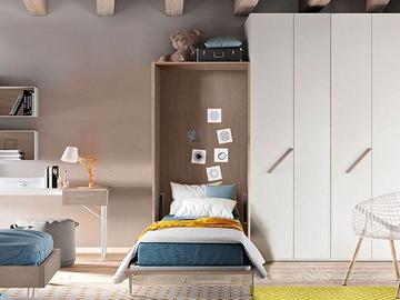 Letto a scomparsa singolo verticale Gessato Canapa