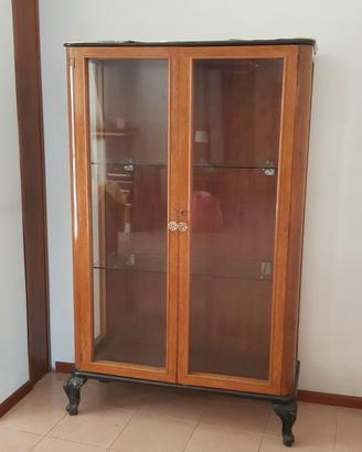 Vetrinetta-Cristalliera vintage in legno