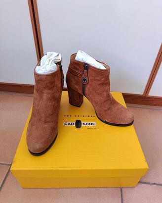 Stivaletti Car Shoe camoscio marrone tabacco tg 38