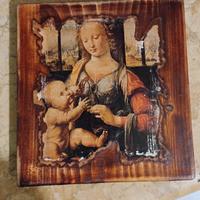 Quadretto in legno con riproduzione in decoupage.