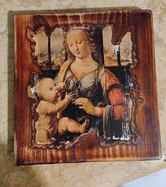 Quadretto in legno con riproduzione in decoupage.