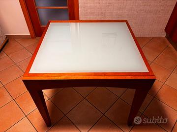 Tavolo 90x90 allungabile a 180 (Legno e Vetro)