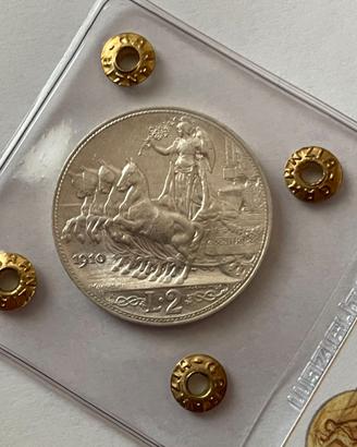 2 Lire 1910 Quadriga Veloce Rara R SPL/FDC Ag